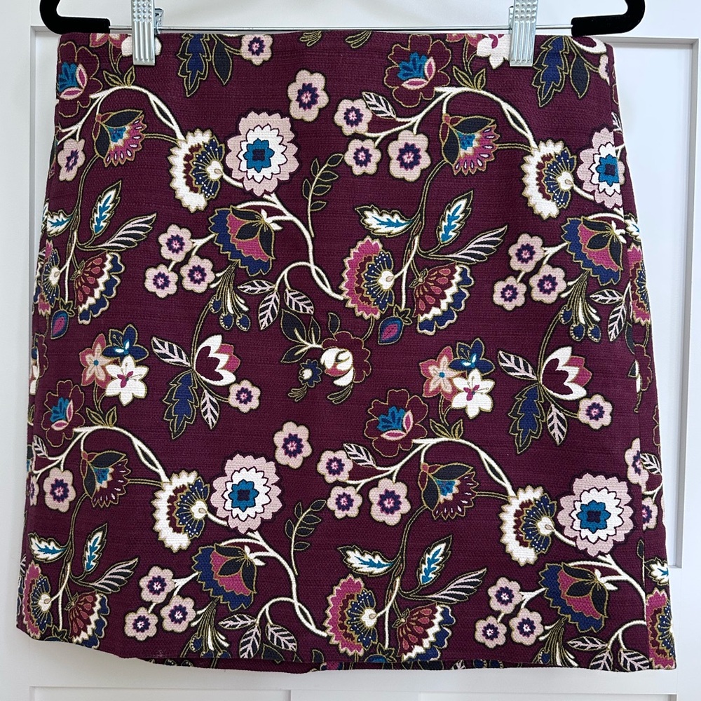 Loft Floral Patterned Woven Cotton Skirt